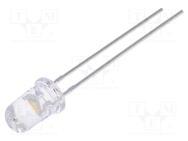 LED; 5mm; white warm; 5000÷8500mcd; 30°; Front: convex; 3000(typ)K