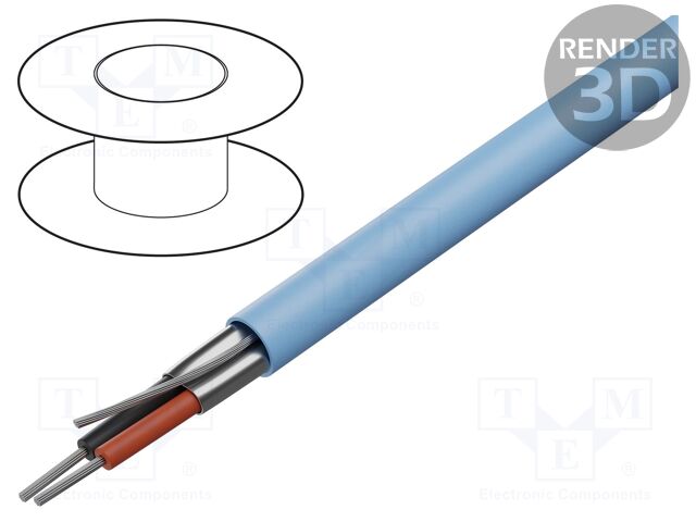 Wire; 1x2x22AWG; shielded,Al-PET foil; PVC; light blue; 300V; 305m