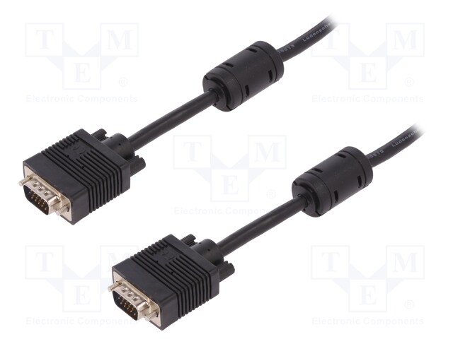 Cable; D-Sub 15pin HD plug,both sides; black; 1.8m; 28AWG