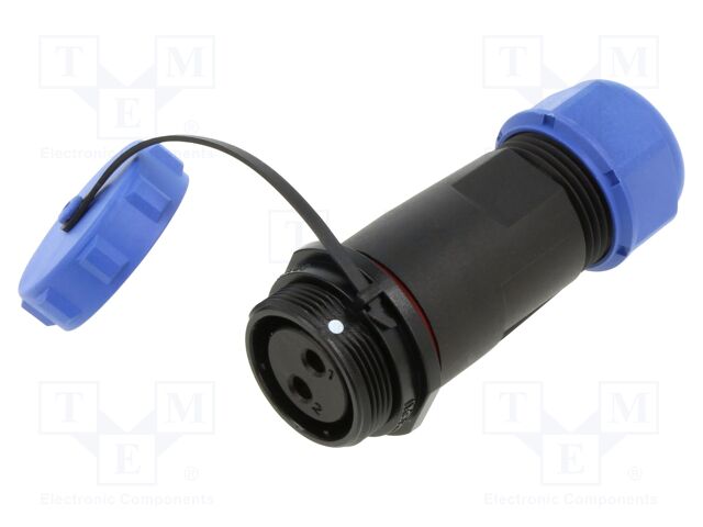 Connector: circular; plug; female; PIN: 2; IP68; SP21; 7÷12mm; 30A