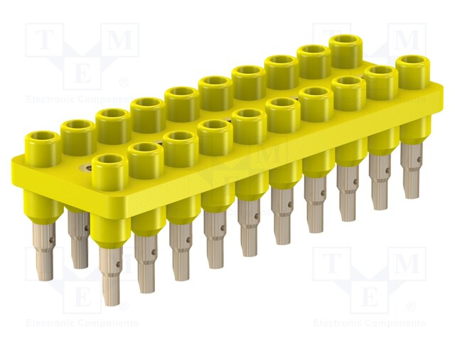 Socket strip; 70VDC; 33VAC; 10A; yellow; Material: brass; 12mm