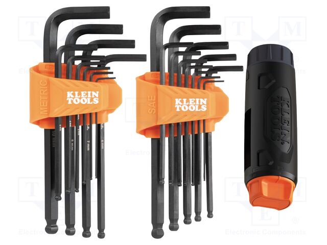 Wrench: hex key-set; inch,spherical,metric; long; 22pcs.