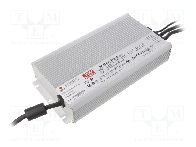 Power supply: switched-mode; LED; 600.6W; 42VDC; 14.3A; 90÷305VAC