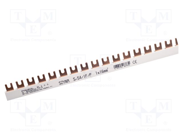 Busbar; 16mm2; Poles: 1; Urated: 400V; 100A; fork; No.of mod: 54; PVC