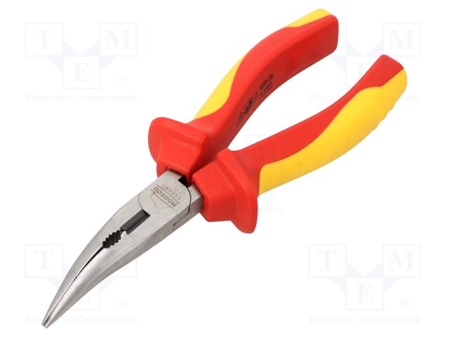 Pliers; insulated,curved,universal; 160mm; Chrom-vanadium steel