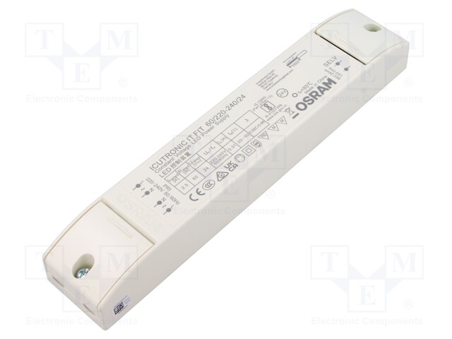 Power supply: switched-mode; LED; 60W; 24VDC; 220÷240VAC; IP20