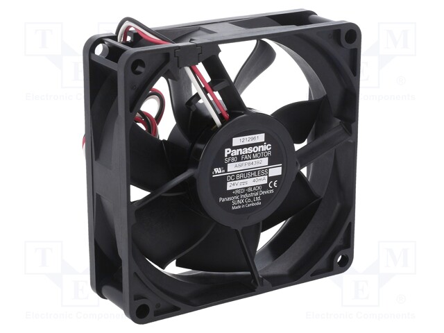 Fan: DC; axial; 24VDC; 80x80x25mm; 44.4m3/h; 19dBA; ball bearing