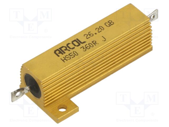 Resistor: wire-wound; with heatsink; screw; 360Ω; 50W; ±5%