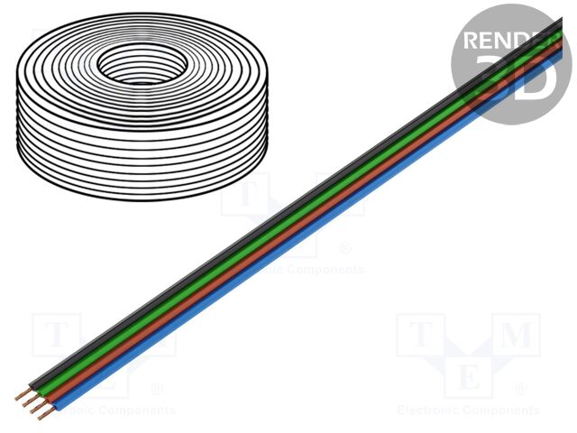 Wire: ribbon; FBK Toy; 4x0.25mm2; stranded; Cu; PVC; 100V; 5m