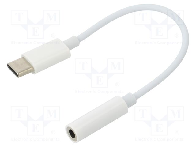 Cable: Jack-USB; white; Jack 3.5mm socket,USB C plug; 0.15m