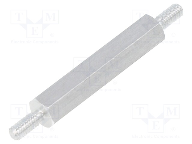 Screwed spacer sleeve; 25mm; Ext.thread: M2,5; hexagonal