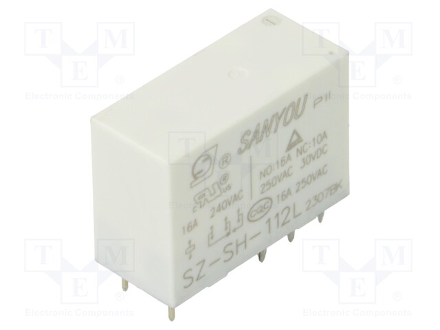 Relay: electromagnetic; SPDT; Ucoil: 12VDC; Icontacts max: 16A; 16A