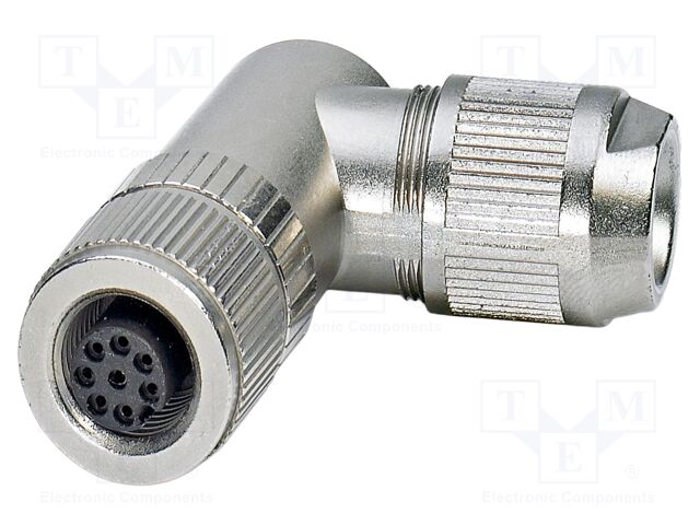 Connector: M12; plug; PIN: 8; 30V; angled; IP67; IDC; Contacts: CuSn