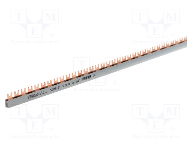 Busbar; 16mm2; Poles: 2; Urated: 400V; fork; Pitch: 18mm; L: 1000mm
