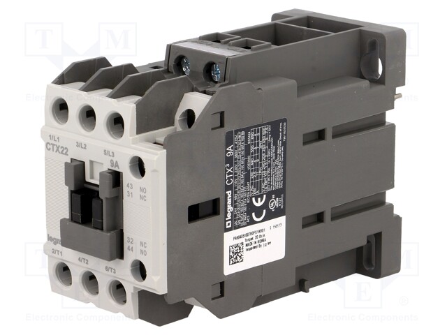 Contactor: 3-pole; NO x3; Auxiliary contacts: NO + NC; 24VDC; 9A
