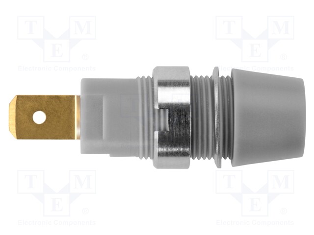 Socket; 4mm banana; 32A; 1kV; grey; gold-plated; screw; insulated