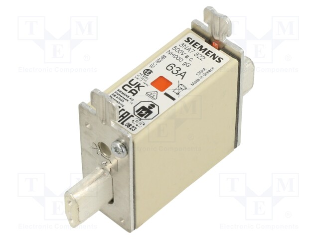 Fuse: fuse; gG; 63A; 500VAC; 250VDC; industrial; NH000