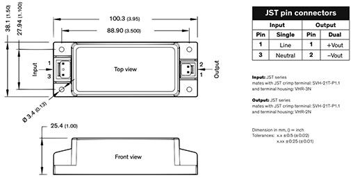 Converter: AC/DC; 30W; Uout: 36VDC; Iout: 840mA; 90%; 85÷264VAC; 119g