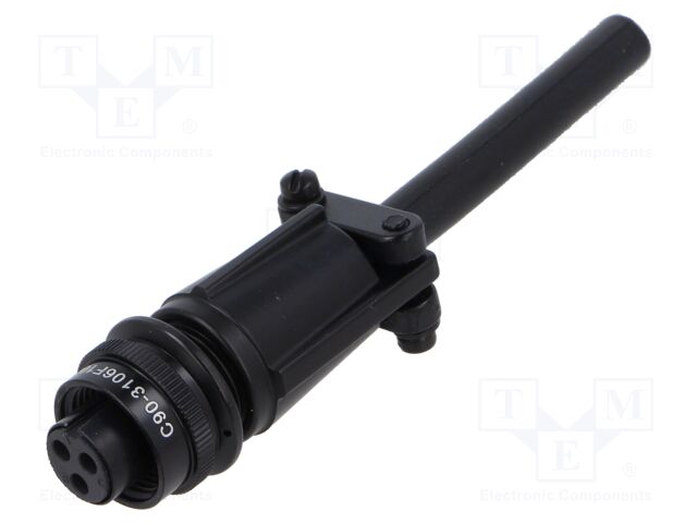 Circular Connector, Cable Mount Plug, 3 Contacts, Solder Socket, Aluminium Alloy Body