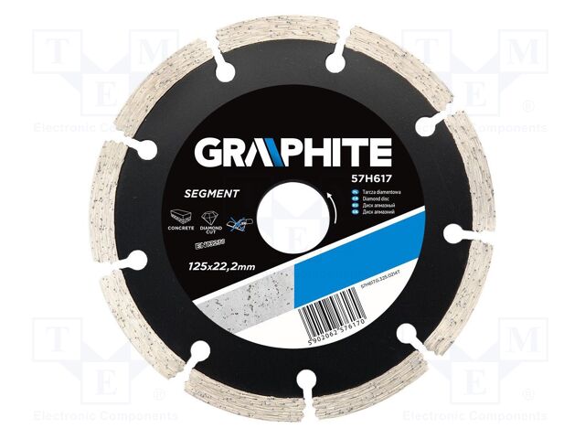 Cutting diamond wheel; Ø: 125mm; Øhole: 22.2mm; Disc thick: 2.2mm