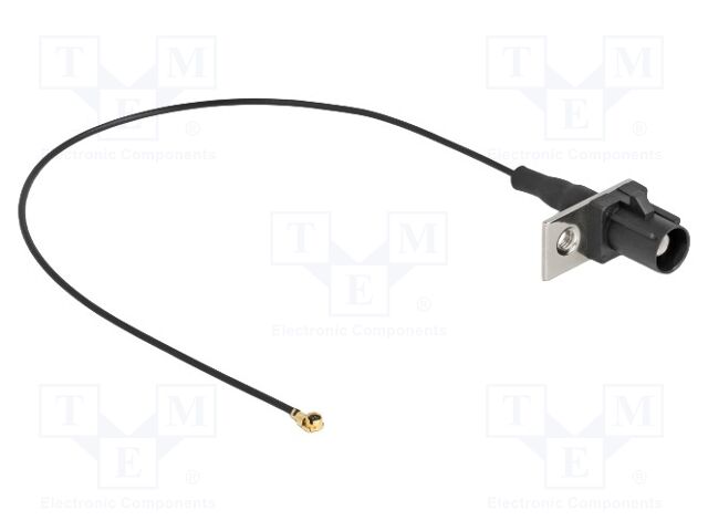 Cable; 200mm; Fakra A male,IPEX MHF 1; black; with threaded hole