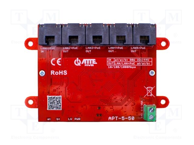 Switch PoE Ethernet; Number of ports: 5; 10Mbps,100Mbps,1Gbps