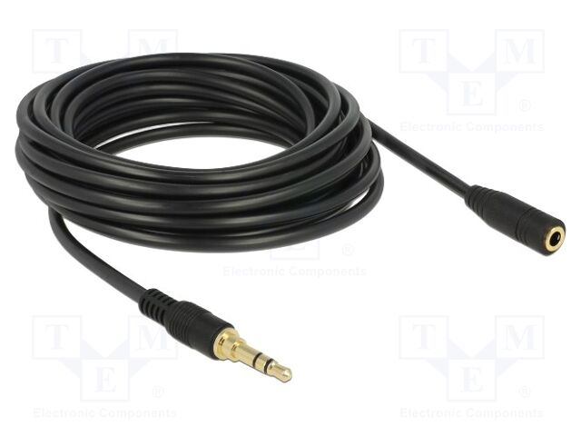 Cable; Jack 3.5mm 3pin socket,Jack 3.5mm 3pin plug; 5m; black
