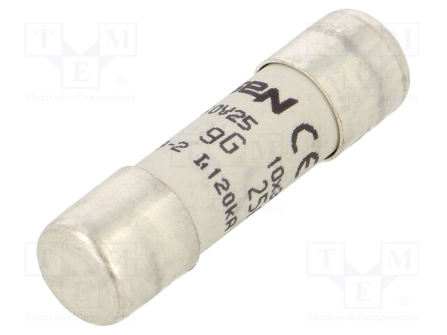 Fuse: fuse; gG,time-lag; 25A; 500VAC; 250VDC; 10x38mm