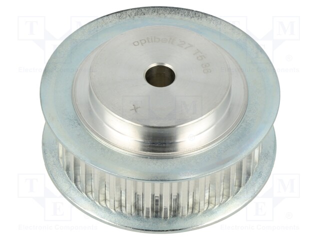 Belt pulley; T5; W: 16mm; whell width: 27mm; Ø: 56.45mm; aluminium