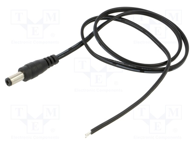 Cable; 2x0.5mm2; DC 5,5/2,5 plug; straight; black-gray,black