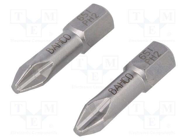Screwdriver bit; Phillips; PH2; Overall len: 25mm; 2pcs; Torsion