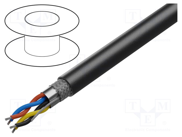 Wire; RS232; 2x2x22AWG; stranded; Cu; PVC; black; 152m; CPR: Fca; 300V