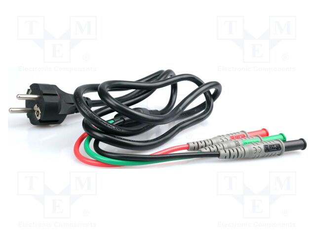 Connection cable; banana 4mm plug x3,SCHUKO plug