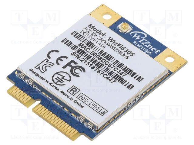 Module: WiFi; Ethernet x3,I2C,I2S,PWM,UART x2,USB; 150Mbps