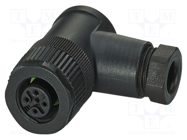 Connector: M12; plug; PIN: 5; 48V; angled; IP67; screw terminal; 4A