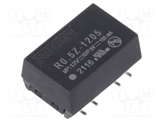 Converter: DC/DC; 0.5W; Uin: 11.4÷12.6V; Uout: 5VDC; Iout: 100mA; SMD