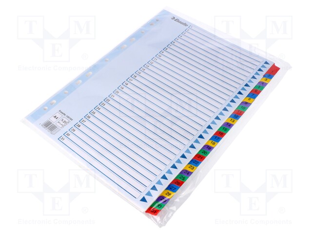 File dividers numbered; Label symbol: 1-31