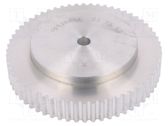 Belt pulley; T5; W: 10mm; whell width: 21mm; Ø: 94.64mm; aluminium