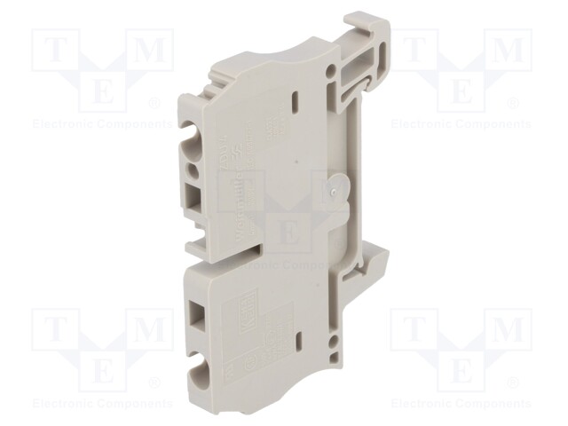Splice terminal: rail; 4mm2; ways: 1; terminals: 2; beige; Width: 6mm