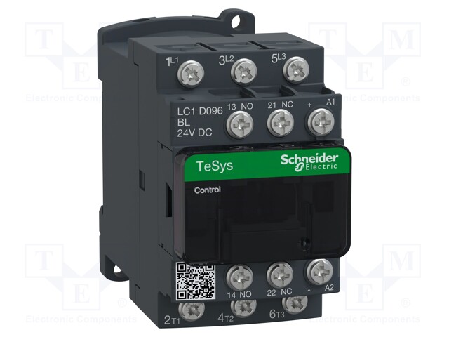 Contactor: 3-pole; NO x3; Auxiliary contacts: NC,NO; 24VDC; 9A; DIN