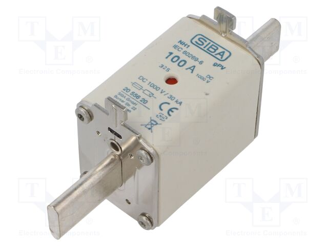 Fuse: fuse; 100A; 1kVDC; gPV; ceramic,industrial; NH1