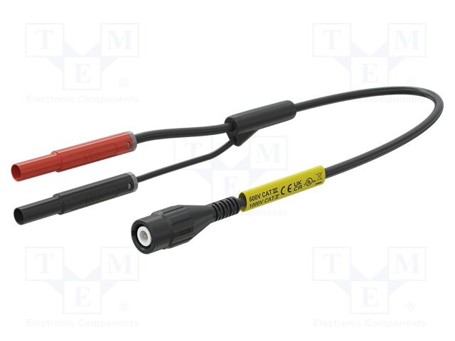 Test lead; BNC plug,banana plug 4mm x2; insulated; Len: 1.6m