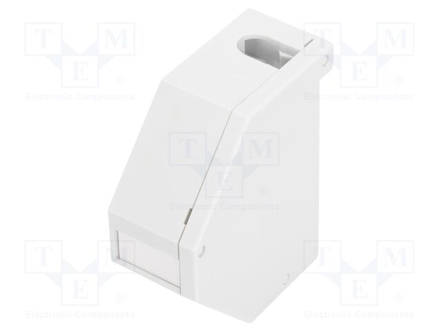 Patch panel; Keystone,angled; white; for DIN rail mounting; ABS