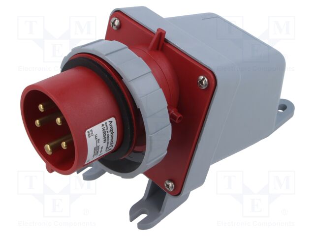 Connector: AC supply 3-phase; socket; male; angled; -25÷40°C; IP&S