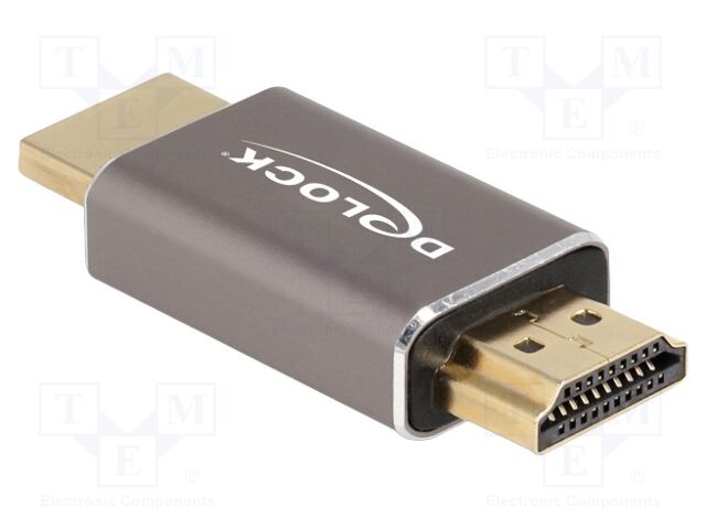 Adapter; HDMI plug,both sides; High Speed + Ethernet; metal