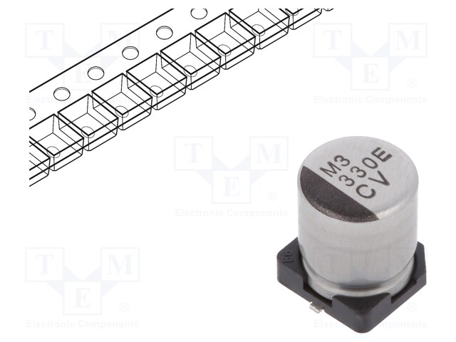 Capacitor: electrolytic; low impedance; SMD; 330uF; 25VDC; ±20%