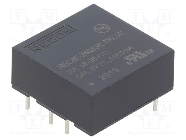 Converter: DC/DC; 8W; Uin: 18÷36V; Uout: 5VDC; Iout: 1.6A; 1"x1"; 17g