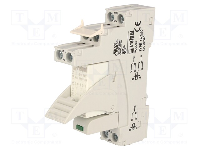 Relay: interface; DPDT; Ucoil: 24VDC; 8A; 8A/230VAC; 8A/24VDC; 100mΩ