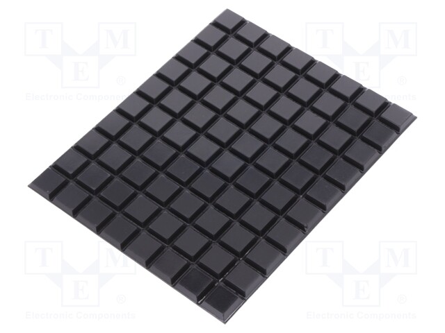 Self-adhesive foot; H: 3mm; black; polyurethane; Dim: 12.7x12.7mm