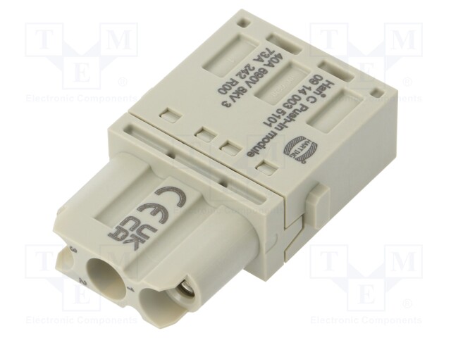 Connector: HDC; module; female; Han-Modular®; PIN: 3; push-in; 40A